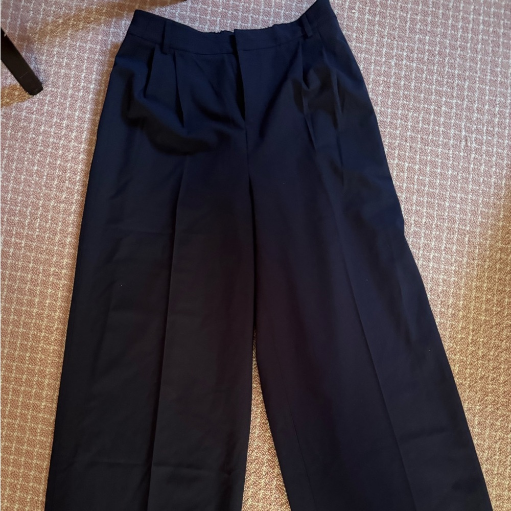 Elegant Navy Wide-Leg Women's Pants